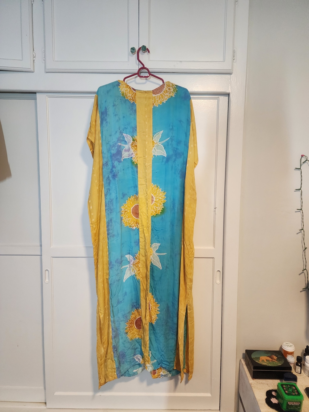 Blue & Yellow Floral Caftan Dress